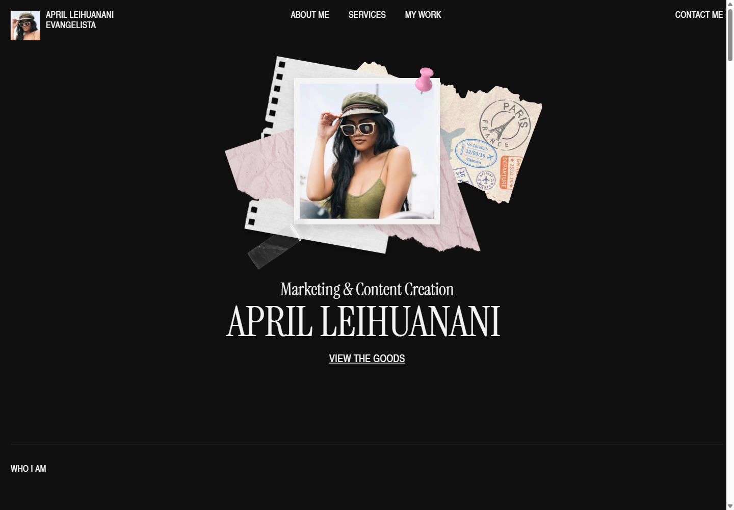 April Leihuanani Evangelistaの公式サイト画面
