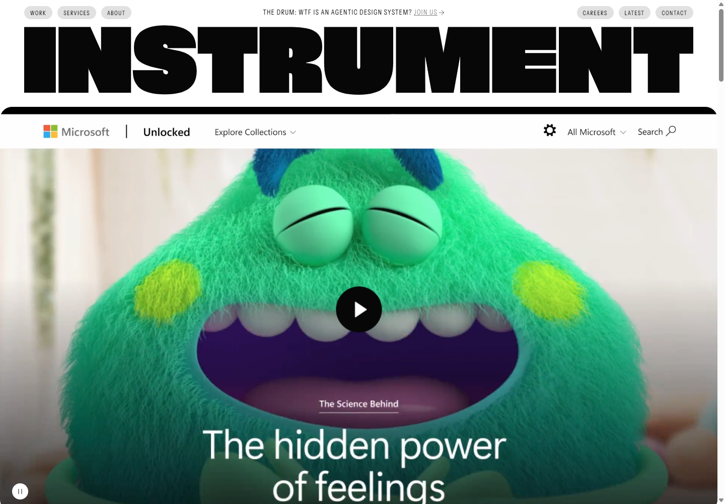Instrumentの公式サイト画面