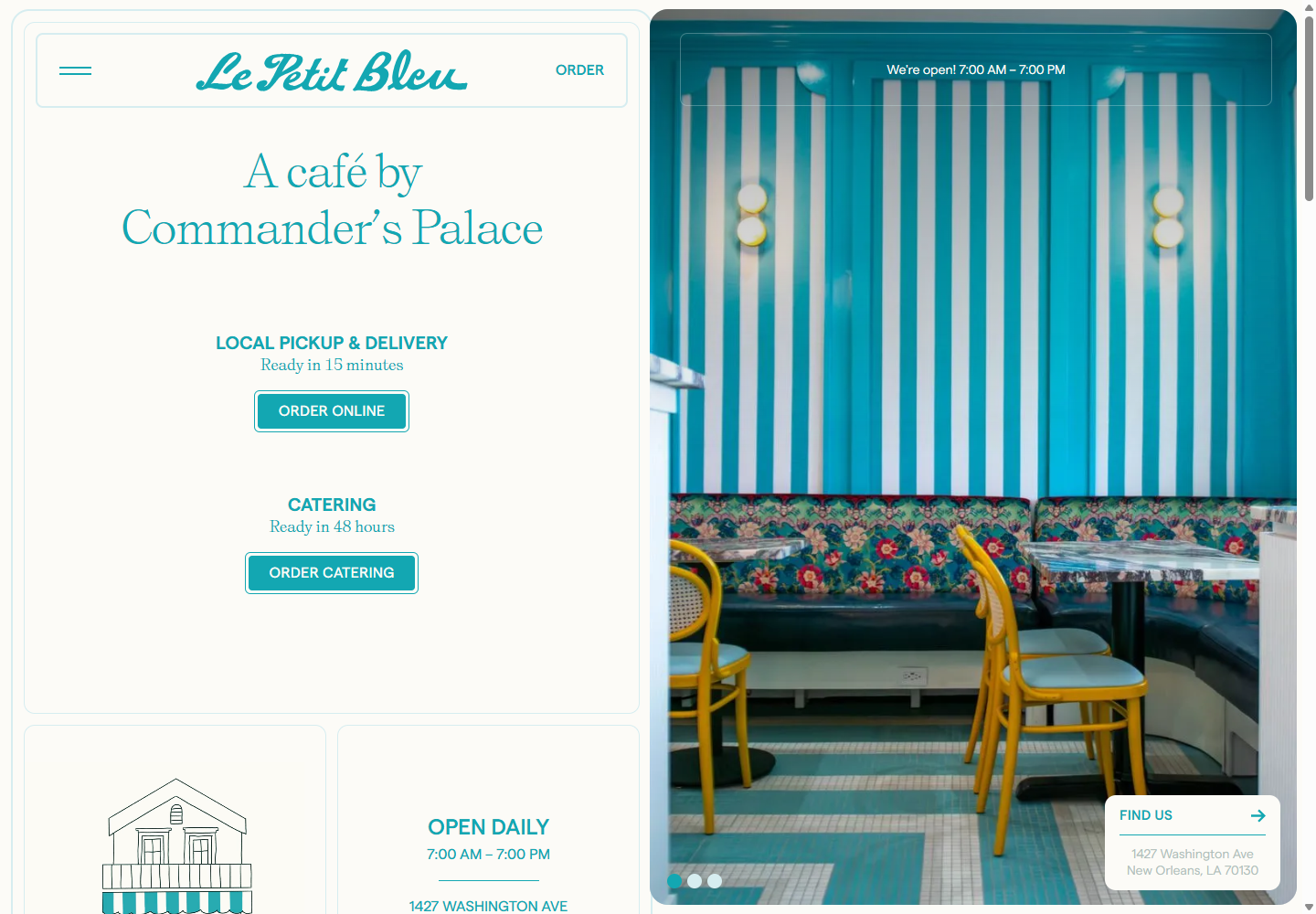 Le Petit Bleuの公式サイト画面
