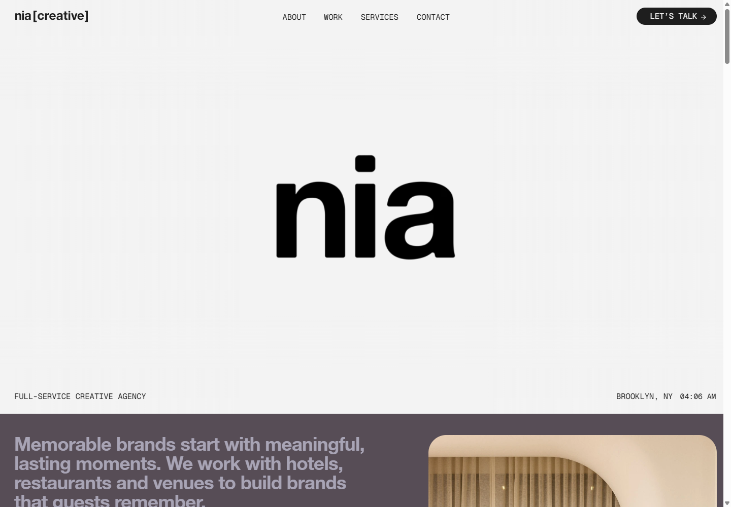 Nia Creativeの公式サイト画面
