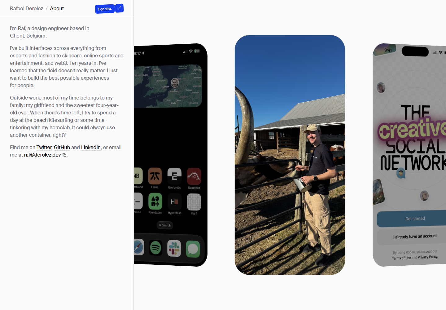 Rafael Derolezの公式サイト画面