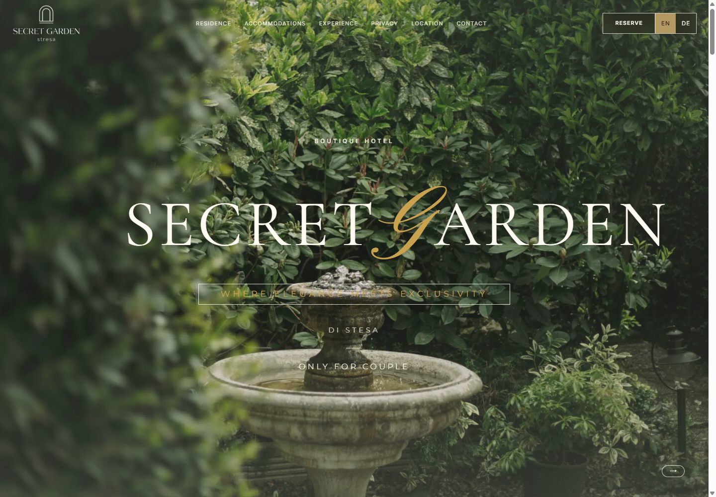 Secret Garden Stresaの公式サイト画面