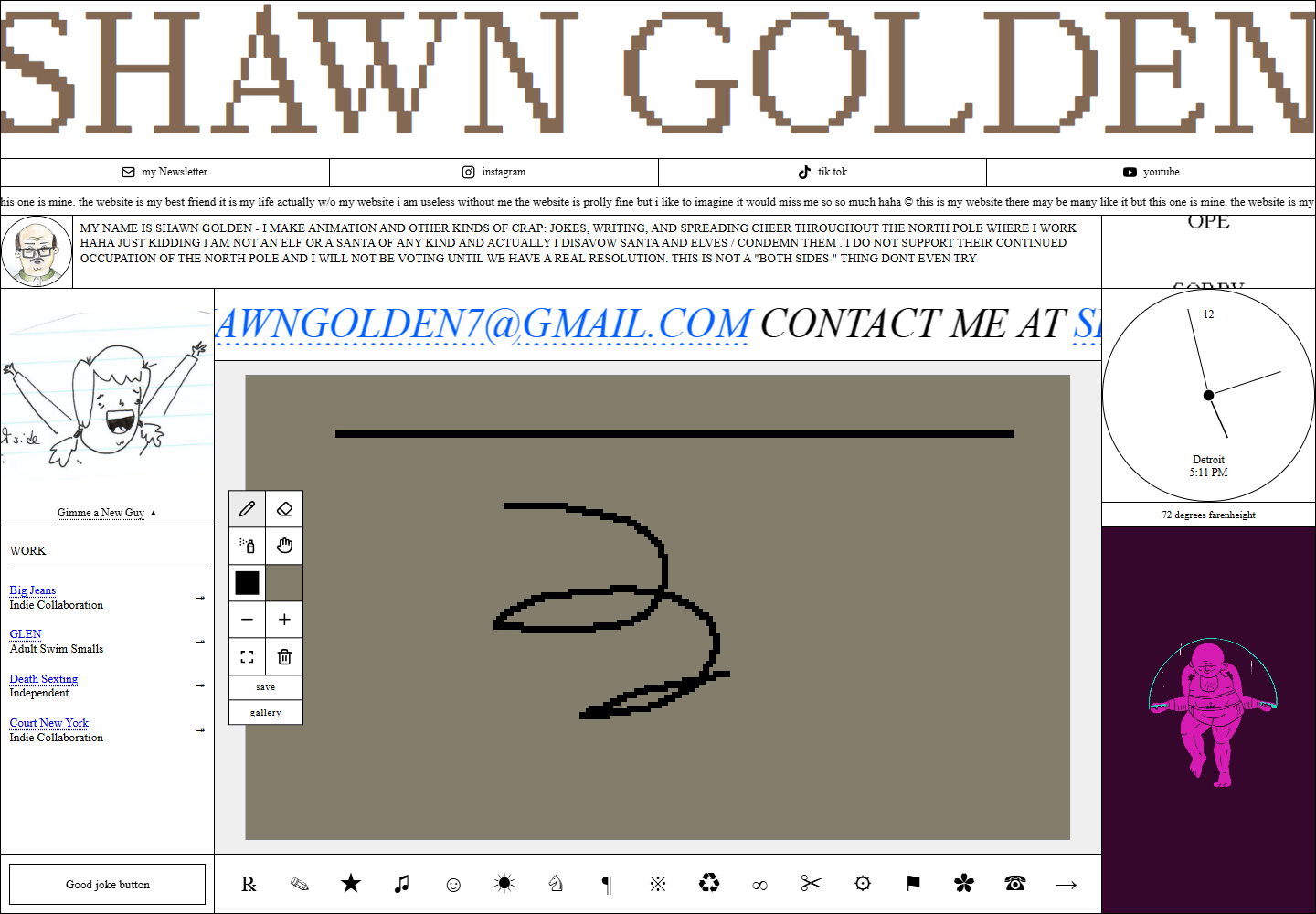 Shawn Goldenの公式サイト画面