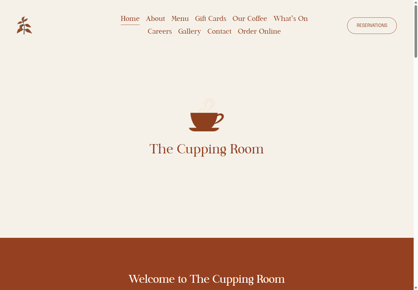 The Cupping Roomの公式サイト画面