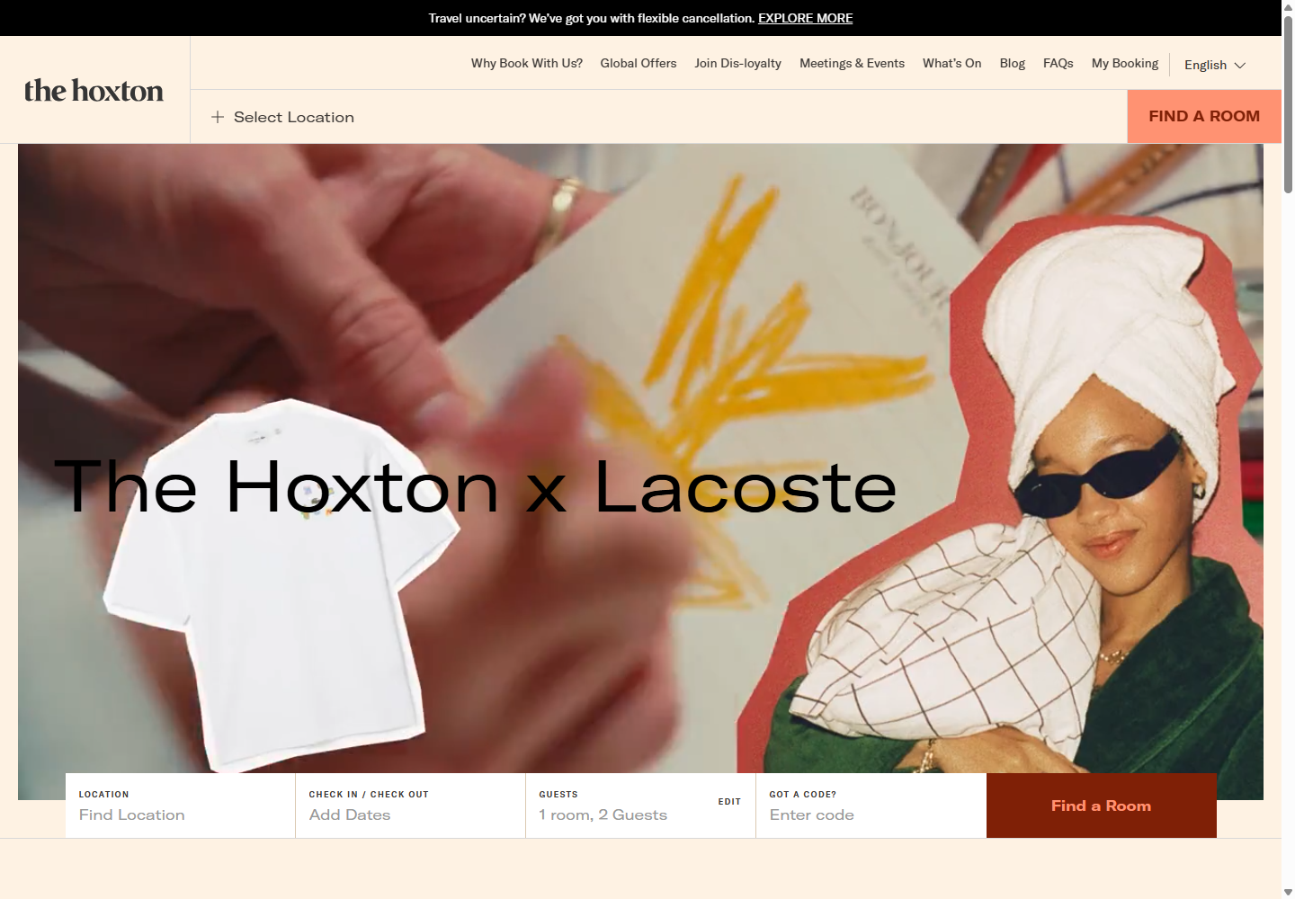 The Hoxtonの公式サイト画面